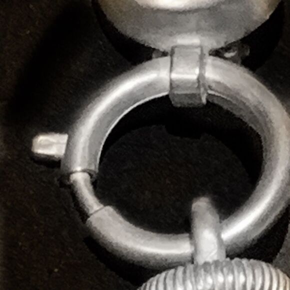 Vintage Karl Lagerfeld silver logo long dangle pearl clip earrings 1980’s runway - Picture 12 of 16